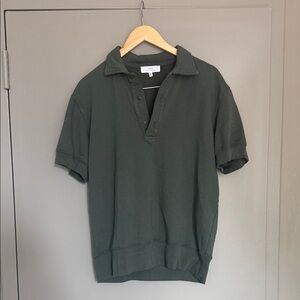Olive Green Men's Polo Shirt - Fleece Lined